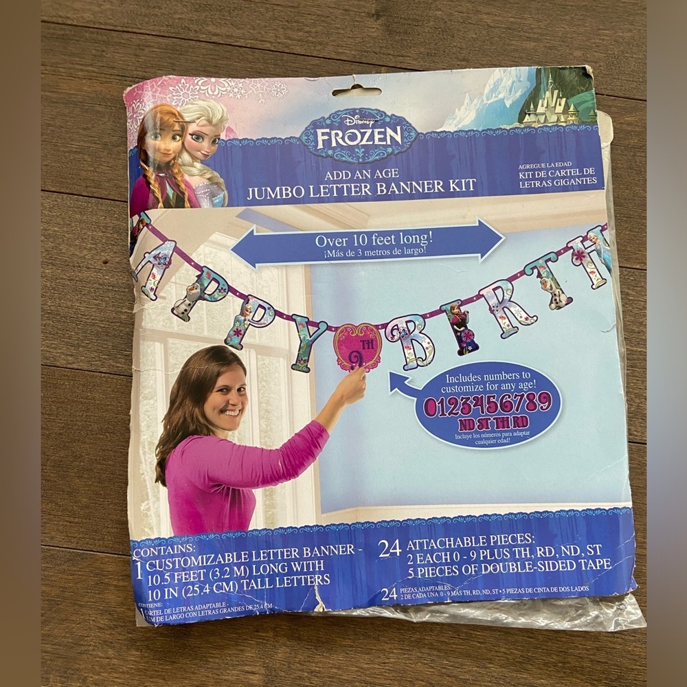 ❤️4 for $25❤️ 10‎ ft Disney frozen birthday banner with age
